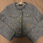 French Style Gold Button Tweed Jacket Size L Photo 4