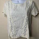 American Eagle Short Sleeve Ivory Blouse Women's Small Photo 1