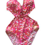 LASCANA For VENUS‎ One Piece Pink Orange Open Back Retro Floral Halter Size 12 Photo 0