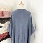 Barefoot Dreams  CozyChic Ultra Lite Side Tie Hi Low Poncho Blue Sz S/M Photo 6