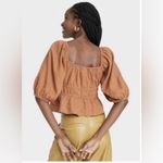 A New Day Sweetheart Neckline 3/4 Sleeve Cropped Top Brown Photo 1