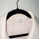 Bucketlist New Pink Pin Stripe Varsity Knit Inset Button Down Shirt Size Medium Photo 2