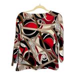  Blouse Women's Size Medium boat‎ neck equestrian 3/4 sleeve Chicos 1 Photo 1