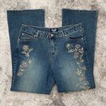 Angels Vintage Y2K 90s Floral Stitchwork Sequin High Rise Flare Leg Petite Jeans Photo 0