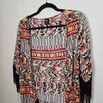 Love Tease  Cardigan Kimono Lightweight Pattern Fringe Print Casual Open Front Photo 1