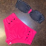 Unbranded High Rise Barbie Pink & Black Strapless Bikini Photo 6