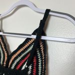 POL  Crochet Rainbow Crop Top Festival Boho Sleeveless Tank Top‎ Black Size M Photo 3
