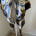 Talbots  Cream/Blue/Brown Tassel Print Wrap NWT Photo 1