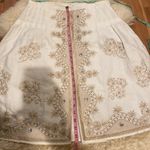 Anne Carson Linen Embroidered Beaded Midi Skirt Sz 6 Midi Slit Front Embellished Photo 10