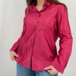 vintage coastal cowgirl boho 100% silk hot pink button down blouse top size s Photo 1