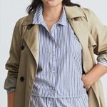 Everlane NWT  Women PJ Top Shirt Medium Striped Woven Cotton Boxy White Blue S Photo 1