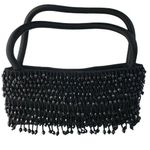Little Black Formal Evening Purse Beaded Handbag Fabric 8.5 x 3.5 With Handle u Photo 0