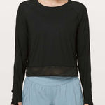 Lululemon Stripe In Stride Long Sleeve Top Athletic Shirt Active Black Size 10 Photo 0