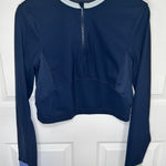 Sweaty Betty Power Long Sleeve Half Zip Top Navy Blue Mesh Colorblock Size L Photo 0
