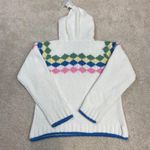 Energie  Y2K Chenille Diamond Pullover Hooded Sweater Size L Photo 1