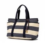 Tommy Hilfiger  Navy and Beige Striped Fabric Photo 0