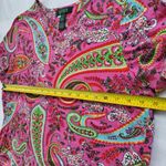 Ralph Lauren Lauren Women’s Paisley Beaded Top Hot Pink T-Shirt Bold Boho sz L Photo 6