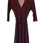 Leota Leotta Perfect Faux Wrap Purple Gray Pink Cheetah Print Dress Size Medium Photo 0