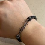 Saint Laurent OPYUM Bracelet In Crinkled Leather And Metal Size M Photo 4