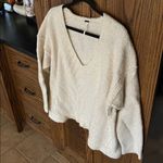 Free People  Lofty Alpaca Blend V Neck Ivory‎ White Sweater Cozy Women's Medium Photo 6