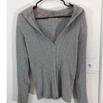 Old Navy  vintage grey v-neck pullover hoodie cable knit sweater Photo 2