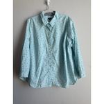 Talbots Women's Turquoise Anchor Collar Long Sleeve Tunic Button Blouse Size 3XP Photo 3