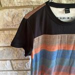 SheIn Orange Blue Brown Green Black Colorblock Striped Tee Button Detail Sz M Photo 2