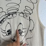 Vintage JJ Hobeau Hand Painted Faces Pop Art Graffiti Waffle Knit Maxi Dress Size M Photo 4