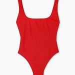 Boohoo  Square Neck One Piece Red Swimsuit Size 10 Photo 0