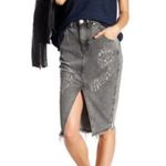 One Teaspoon Denim Skirt 23 NWT Phantome Cadillac Distressed Slit Gray Street Photo 3