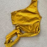 Molly and Zoey One-Shoulder Yellow Satin Crop Photo 0