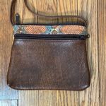 Leather Crossbody Bag Snake skin Brown Blue‎ Photo 2