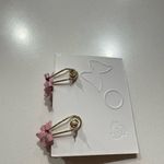 Pink Enamel Floral Earrings with Green Jade Photo 5