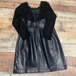 Free People  | Women's Black Faux Leather Lace Sweetheart Colleen Mini Dress Sz S Photo 4