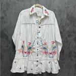 Anthropologie Pilcro Long Sleeve V-Neck Embroidered Swing Shirt Dress Photo 1