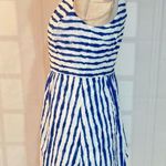 Vineyard Vines  Blue White Painted Stripe Sleeveless Cotton Mini Dress Size Small Photo 5