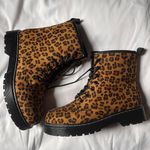 Leopard Print Combat Boots Multi Size 8 Photo 0