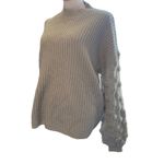 &merci &MERCI Gray Chunky Knit Balloon Sleeves Oversized Relaxed Acrylic Sweate… Photo 1