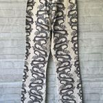 Motel Rocks Black and White Dragon Flare Jeans Photo 4