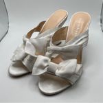 Dee Ocleppo Bow Satin Wedge Sandals 2404 white size 8.5 slip on heel Photo 11