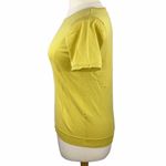 August Silk Woman Casual Chartreuse Yellow Silk Blend Short Sleeve Crew Neck Tee Photo 6