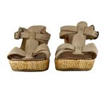 Sundance Beige Leather Open Toe Woven Wedge Heel Slides Size 38 Sandals Tan Photo 3