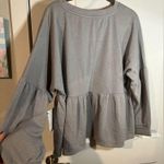 NWT Yarn and Sea Peplum Long Sleeve Pleated Grey Sweatshirt Fleece Lined Size 1X Gray Photo 6