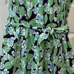 Talbots New Dress Sz XL Floral Fields Open Back Green Blue Preppy 50+ UPF NWOT Photo 0