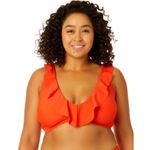 Time & Tru Nwt Women's Plus Size 3XL Ruffled Plunge Bikini top bottom orange Photo 3