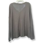 Zenana  Brushed Waffle V Neck Button Detail Sweater Charcoal Photo 2