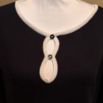 August Silk Two Tone Black Ivory Keyhole Knit Top Button Sleeve Womens Medium Photo 2