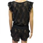 Beach By Exist  Black Semi Sheer Plunge V Neckline Swim Pocket Coverup Romper M Photo 6