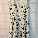 J.Crew White Navy Anchor Print Lined Sleeveless Ruffle A-Line Dress Size 00 Photo 1