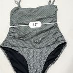 DKNY Bandeau Maillot One Piece Swimsuit Black & White Geometric Print size large Photo 11